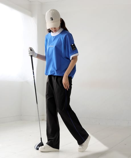 【ANTIQUAGOLF×STCH】UNISEX（ユニセックス）ribbed coler tops-blue