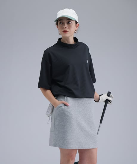 【 ANTIQUAGOLF×STCH 】printed short sleeve tops-black
