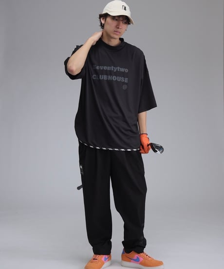 【ANTIQUAGOLF×STCH】UNISEX(ユニセックス)check pattern switching tops-black