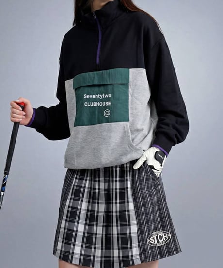 【ANTIQUAGOLF×STCH】 Check Logo Skirt-black