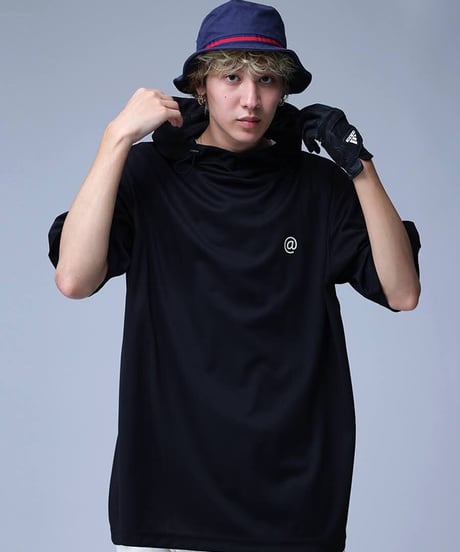 【ANTIQUAGOLF×STCH】UNISEX（ユニセックス）short sleeve hooded-black