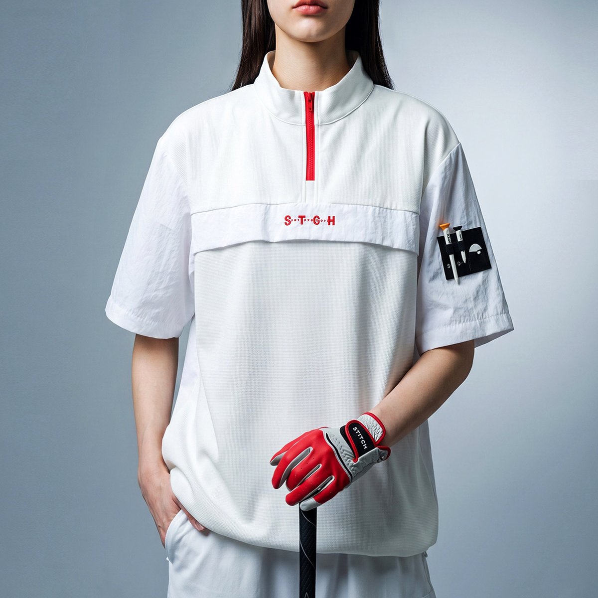 ANTIQUA GOLF×STCH】Half-Zip pullover-White | 【公