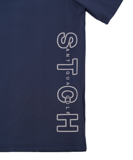 【ANTIQUAGOLF×STCH】UNISEX(ユニセックス)side logo mockneck tops-navy