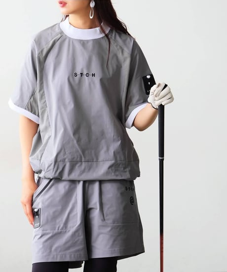 【ANTIQUAGOLF×STCH】UNISEX（ユニセックス）ribbed coler tops-gray