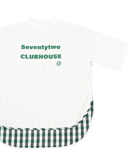 【ANTIQUAGOLF×STCH】UNISEX(ユニセックス)check pattern switching tops-white