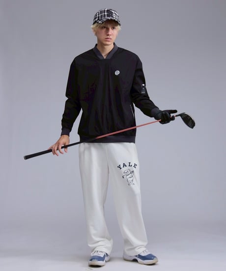 【ANTIQUAGOLF×STCH】v-neck logo tops-black