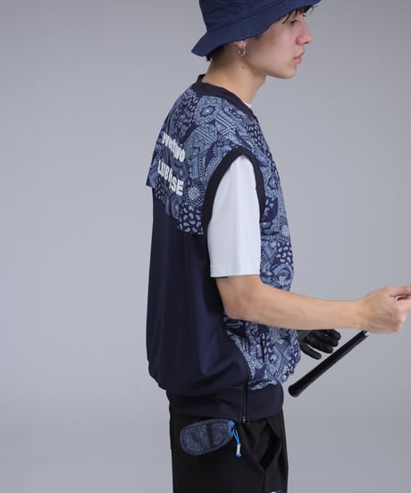 【 ANTIQUAGOLF×STCH 】paisley pattern vest-NAVY