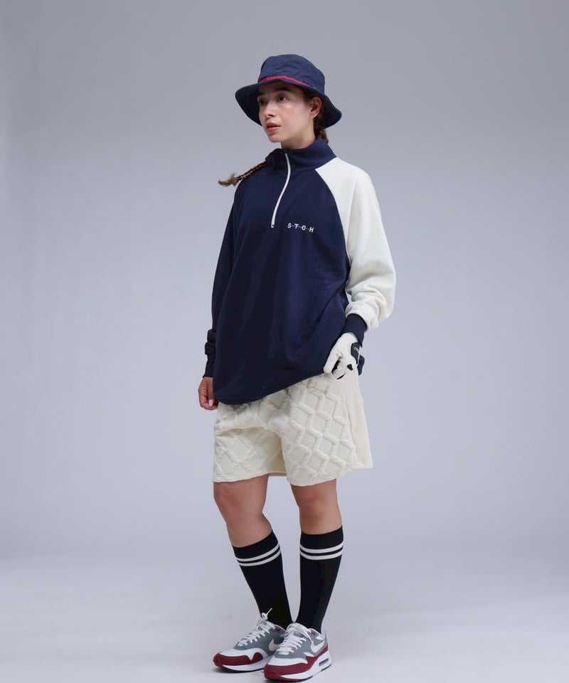 【ANTIQUAGOLF×STCH】check logo pullover ANTIQUAGOLF×STCH】Color Block Fleece Pullover-n