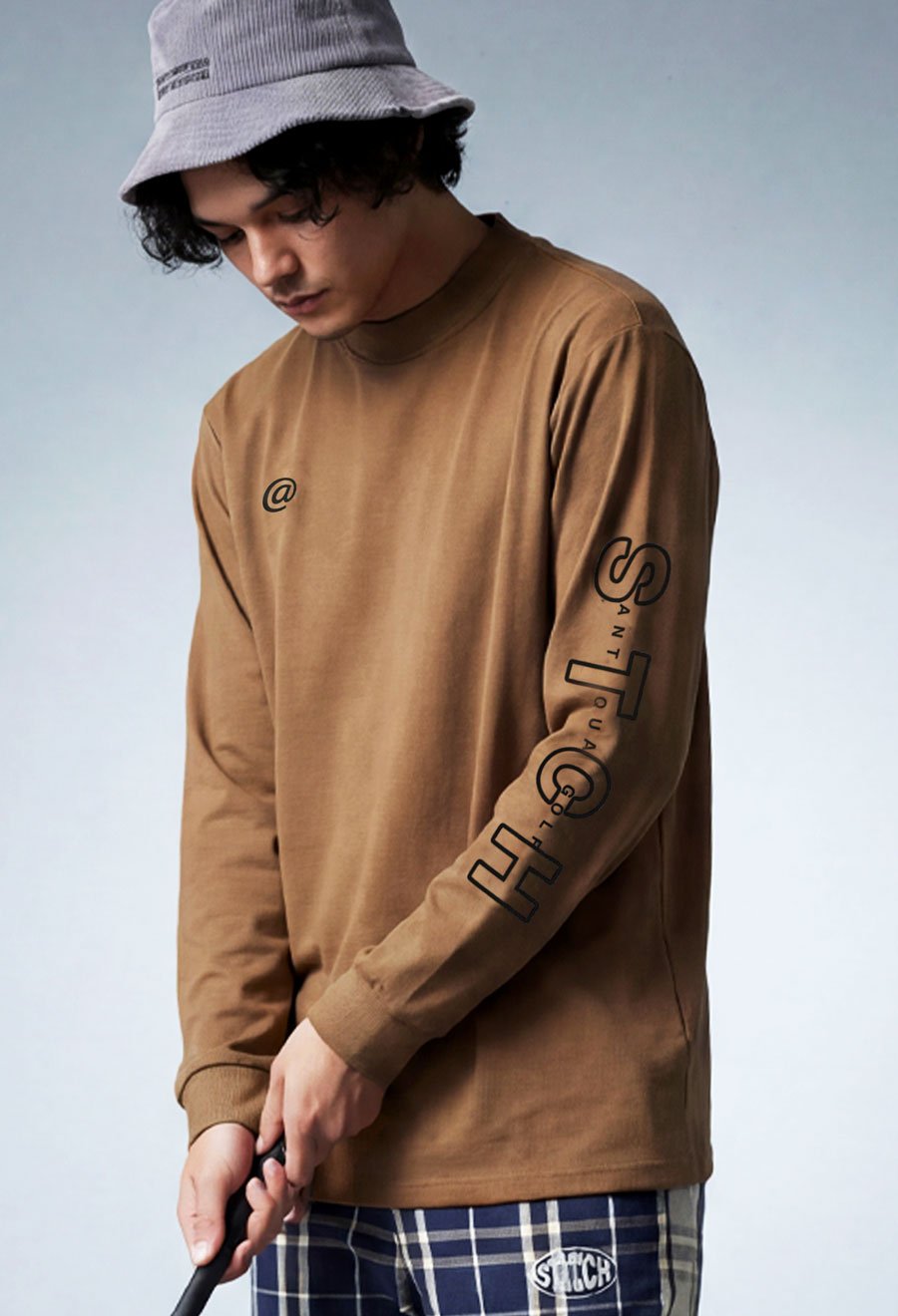 ANTIQUA GOLF×STCH】UNISEX（ユニセックス） ロゴ モックネックT-ka