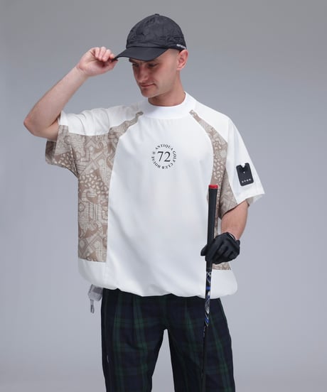 【ANTIQUAGOLF×STCH】UNISEX(ユニセックス)paisley×logo tops-white