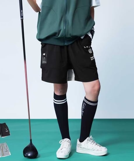 【ANTIQUAGOLF×STCH】UNISEX(ユニセックス)logo halfpants-black