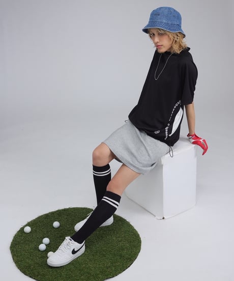 【ANTIQUAGOLF×STCH】UNISEX(ユニセックス)mesh switching tops-black