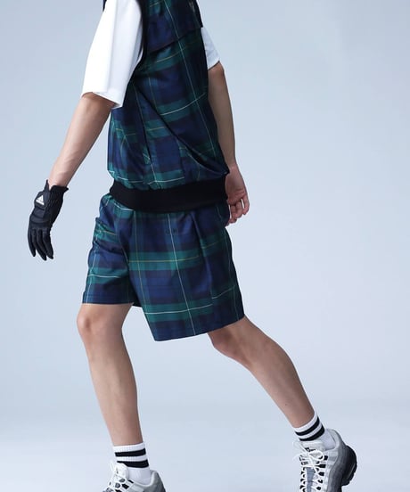 【ANTIQUAGOLF×STCH】UNISEX（ユニセックス）check half pants-green