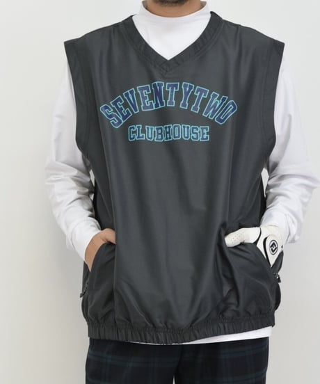 STCH 【college logo nylon vest- charcoal gray】