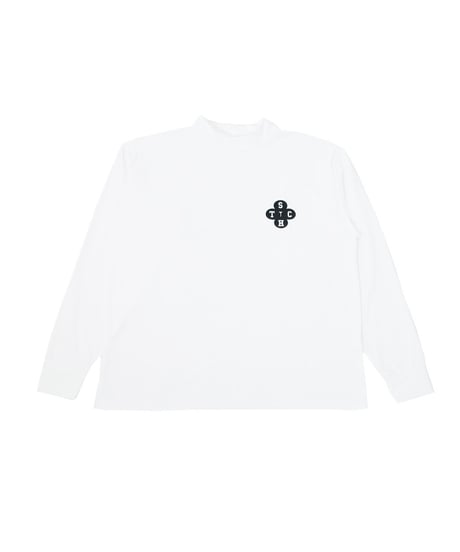 STCH ORIGINAL【 Clover logo mock neck-white 】
