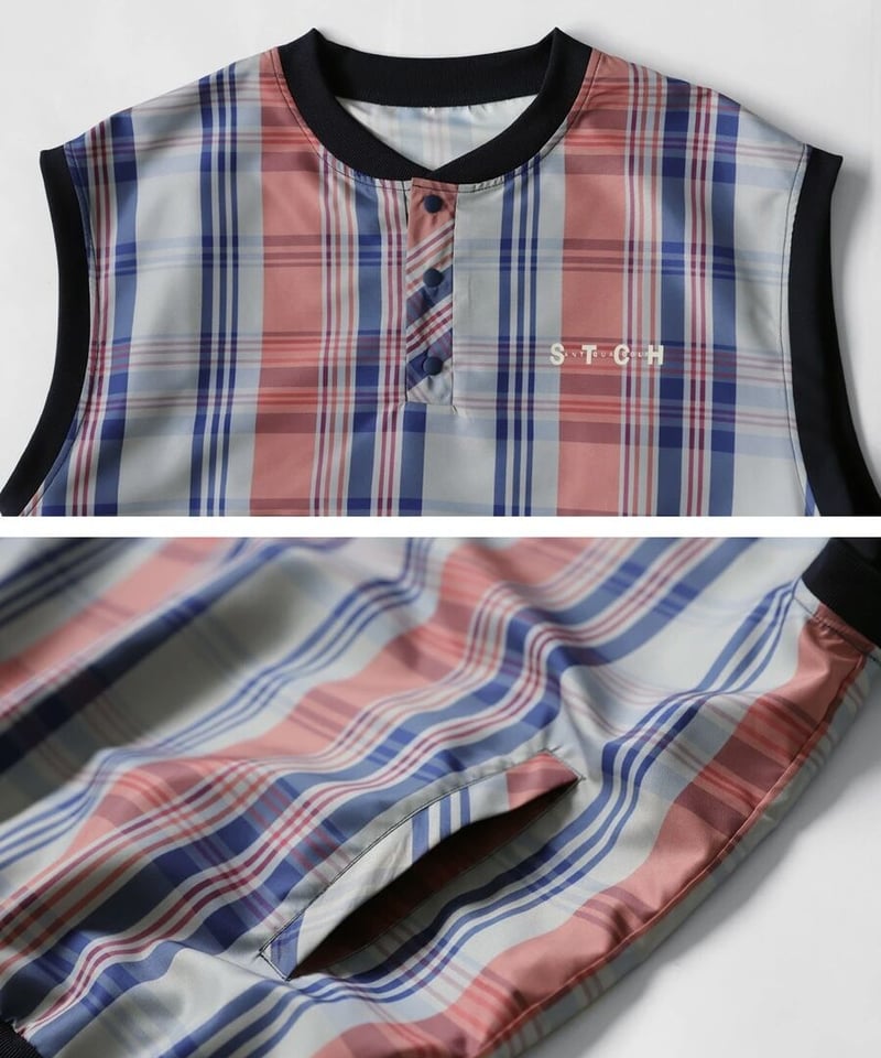 ANTIQUAGOLF×STCH】UNISEX（ユニセックス）check logo vest