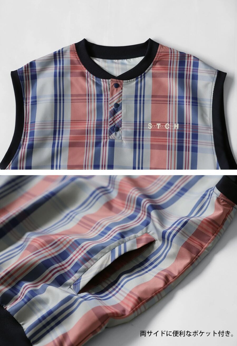 ANTIQUAGOLF×STCH】UNISEX（ユニセックス）check logo vest