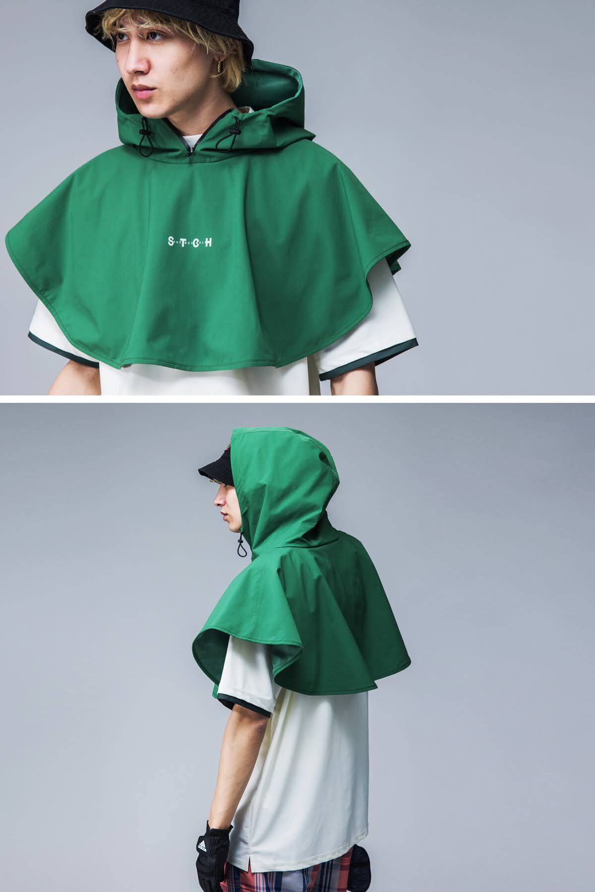 ANTIQUAGOLF×STCH】UNISEX(ユニセックス)rain poncho-gre ANTIQUAGOLF×STCH】UNISEX(ユニセックス)rain poncho-gre