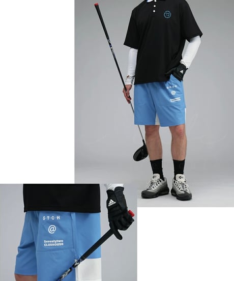 【ANTIQUAGOLF×STCH】UNISEX(ユニセックス)logo halfpants-blue