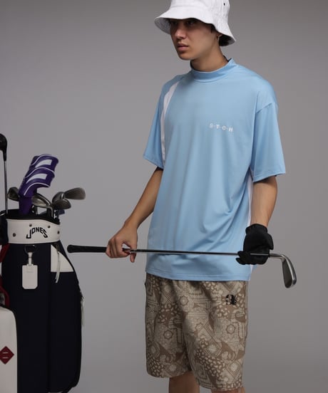 【 ANTIQUAGOLF×STCH 】Asymmetry Logo Tops-light blue
