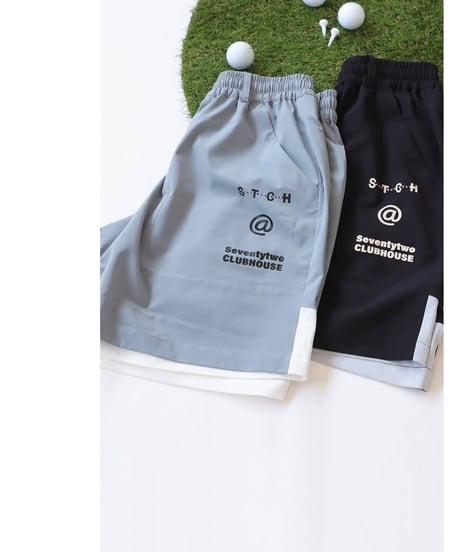 【ANTIQUAGOLF×STCH】UNISEX(ユニセックス)logo halfpants-black