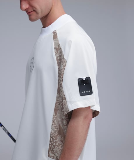 【ANTIQUAGOLF×STCH】UNISEX(ユニセックス)paisley×logo tops-white