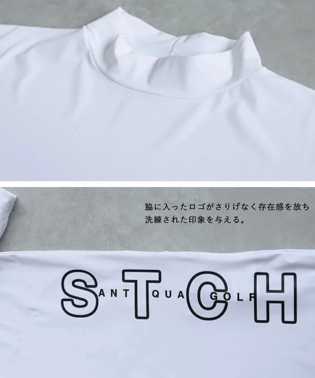 【ANTIQUAGOLF×STCH】UNISEX(ユニセックス)side logo mockneck tops-navy