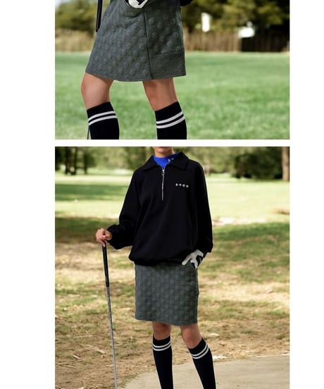 【ANTIQUAGOLF×STCH】dot mini skirt-gray