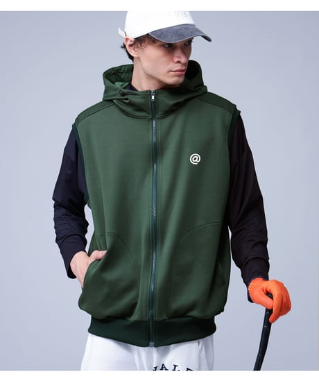 【ANTIQUAGOLF×STCH】UNISEX（ユニセックス）hoody logo vest-green