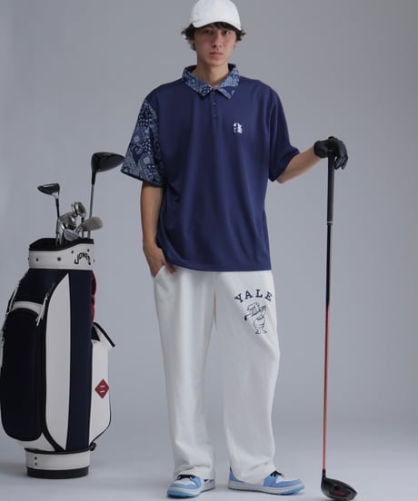 【 ANTIQUAGOLF×STCH 】paisley pattern polo-navy