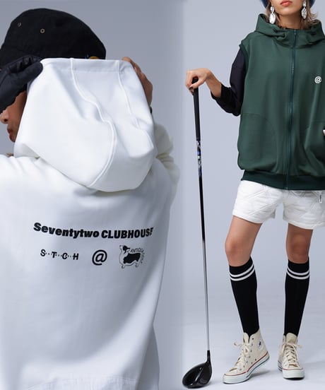 【ANTIQUAGOLF×STCH】UNISEX（ユニセックス）hoody logo vest-green