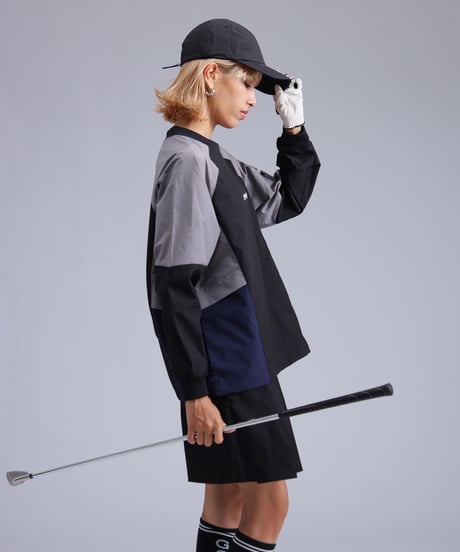【ANTIQUAGOLF×STCH】Color Block Pullover-black