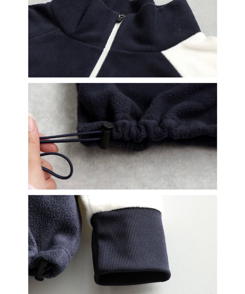 【ANTIQUAGOLF×STCH】check logo pullover ANTIQUAGOLF×STCH】Color Block Fleece Pullover-b