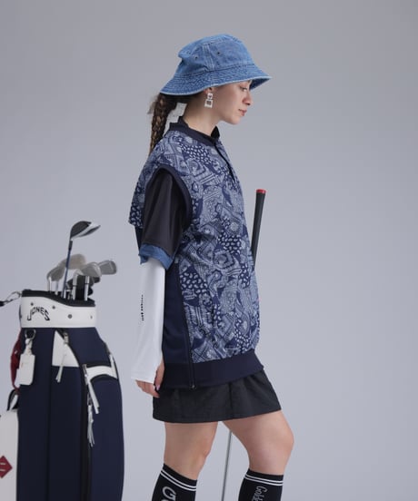 【 ANTIQUAGOLF×STCH 】paisley pattern vest-NAVY