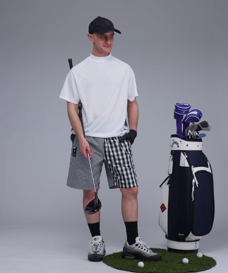 【ANTIQUAGOLF×STCH】UNISEX(ユニセックス)check half pants-black