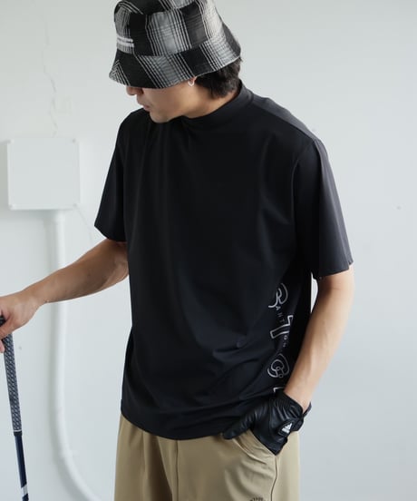 【ANTIQUAGOLF×STCH】UNISEX(ユニセックス)side logo mockneck tops-black