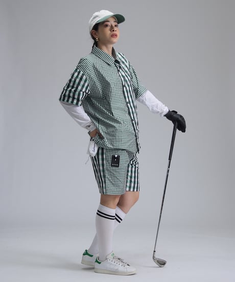 【ANTIQUAGOLF×STCH】UNISEX(ユニセックス)check half pants-green