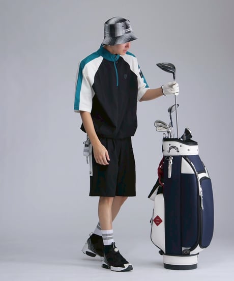 【 ANTIQUAGOLF×STCH 】contrast half pants-black×offwhite