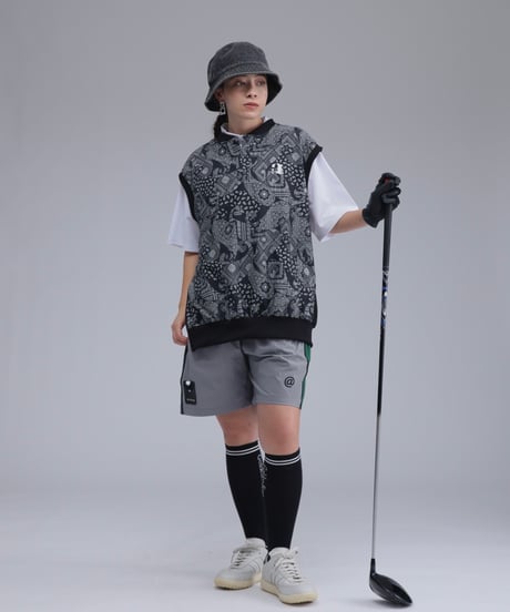 【 ANTIQUAGOLF×STCH 】paisley pattern vest-black