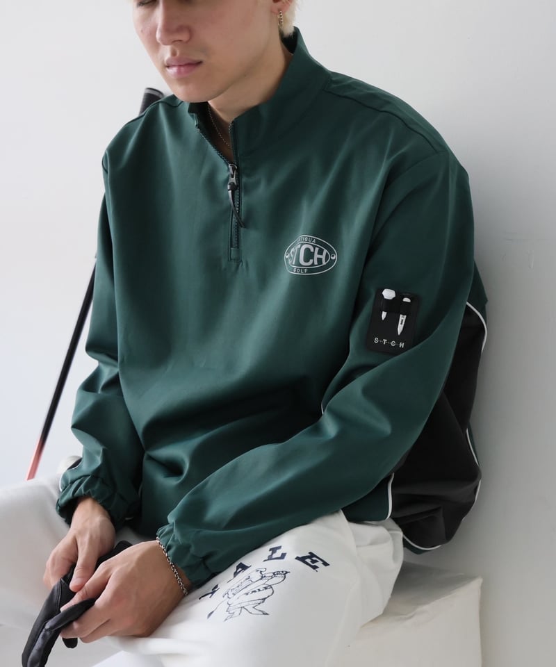 ANTIQUAGOLF×STCH】 Half Zip LOGO Tops-green | 【