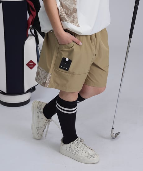 【ANTIQUAGOLF×STCH】UNISEX(ユニセックス)paisley switching halfpants-baige