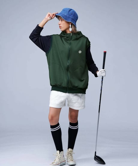 【ANTIQUAGOLF×STCH】UNISEX（ユニセックス）hoody logo vest-green