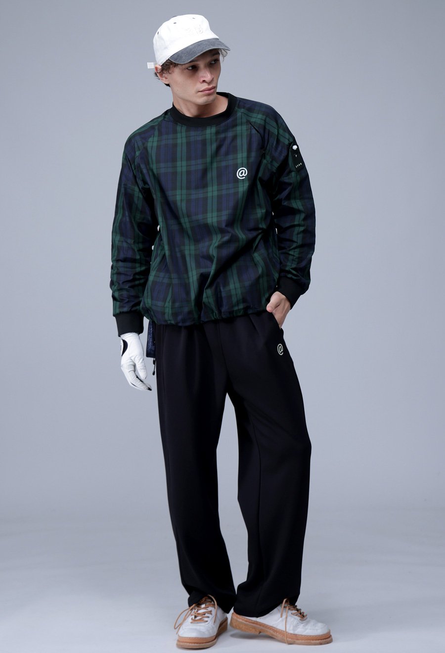 ANTIQUAGOLF×STCH】UNISEX（ユニセックス）ゴルフウェア ANTIQUAGOLF×STCH】UNISEX（ユニセックス）check logo pull