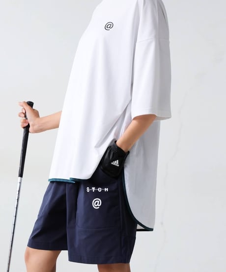【ANTIQUAGOLF×STCH】UNISEX（ユニセックス）logo half pants-navy