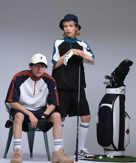 【 ANTIQUAGOLF×STCH 】contrast half pants-offwhite×navy