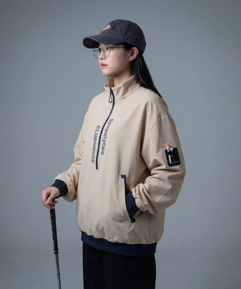 ANTIQUA GOLF × STCH】Logo Half-Zip-black | 【公式】