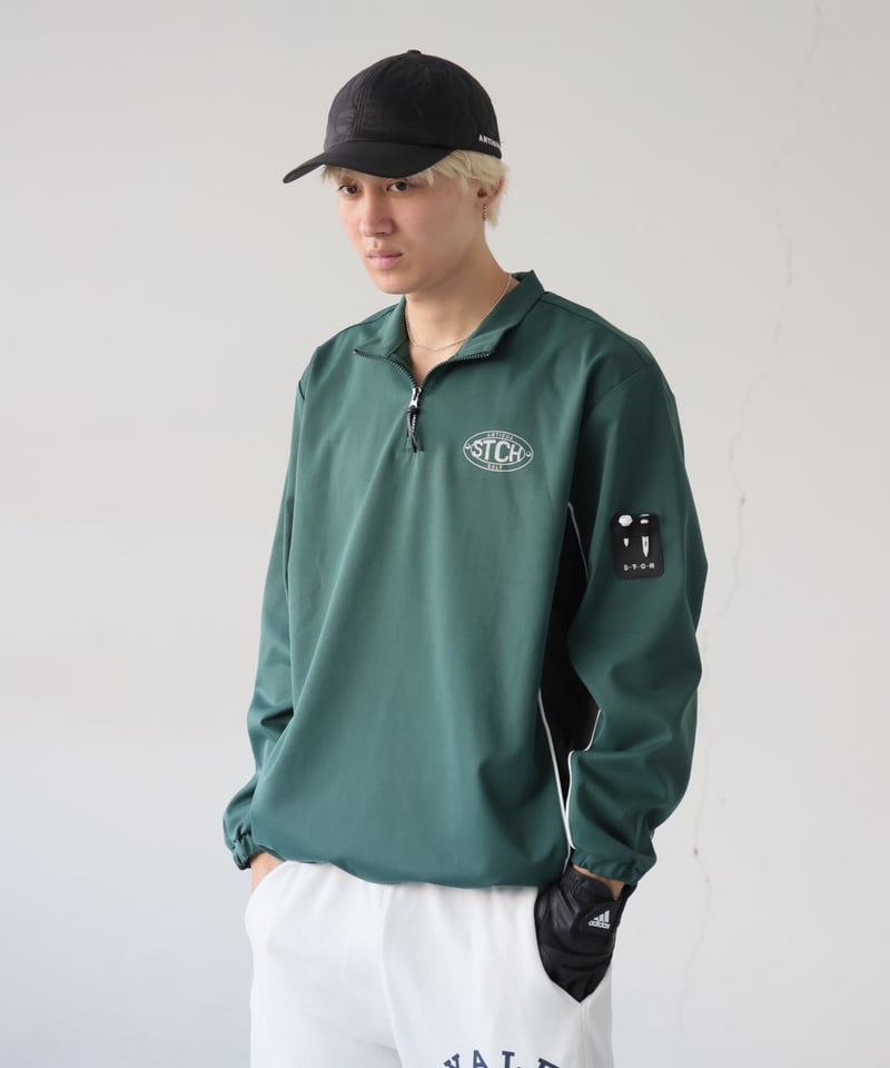 ANTIQUAGOLF×STCH】 Half Zip LOGO Tops-green | 【