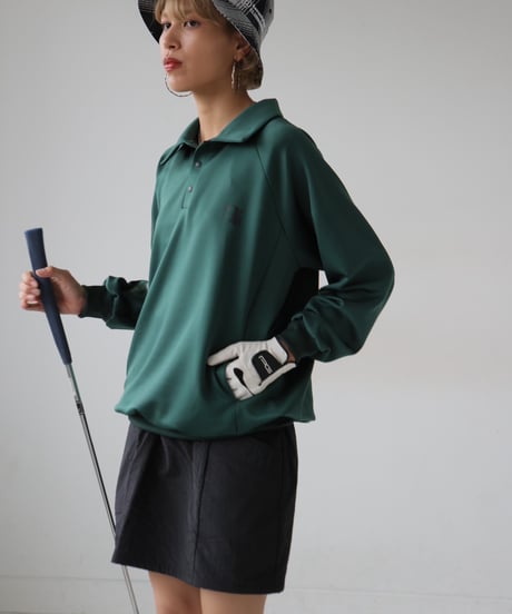 【ANTIQUAGOLF×STCH】UNISEX（ユニセックス）dot shirt collar tops-green