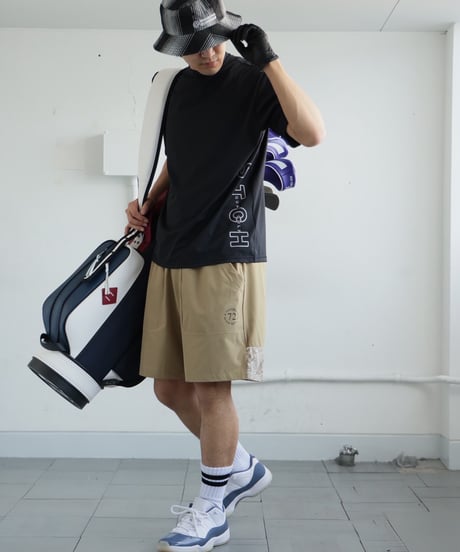 【ANTIQUAGOLF×STCH】UNISEX(ユニセックス)side logo mockneck tops-black