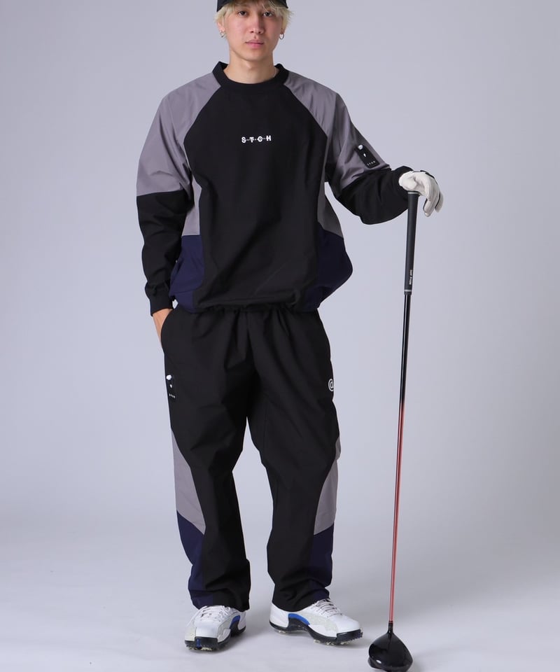 ANTIQUAGOLF×STCH】Color Block Pullover-black |